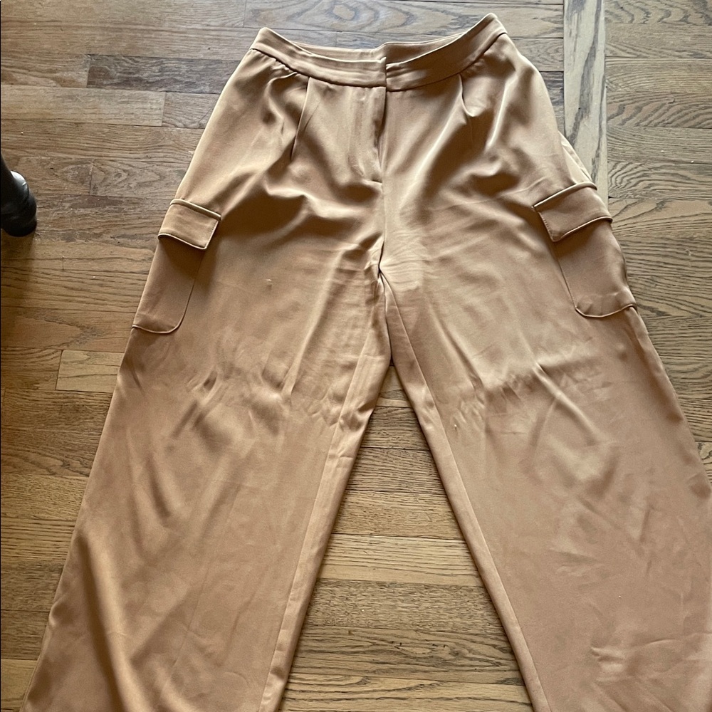 Elegant Women's Wide Leg Tan Cargo Slacks